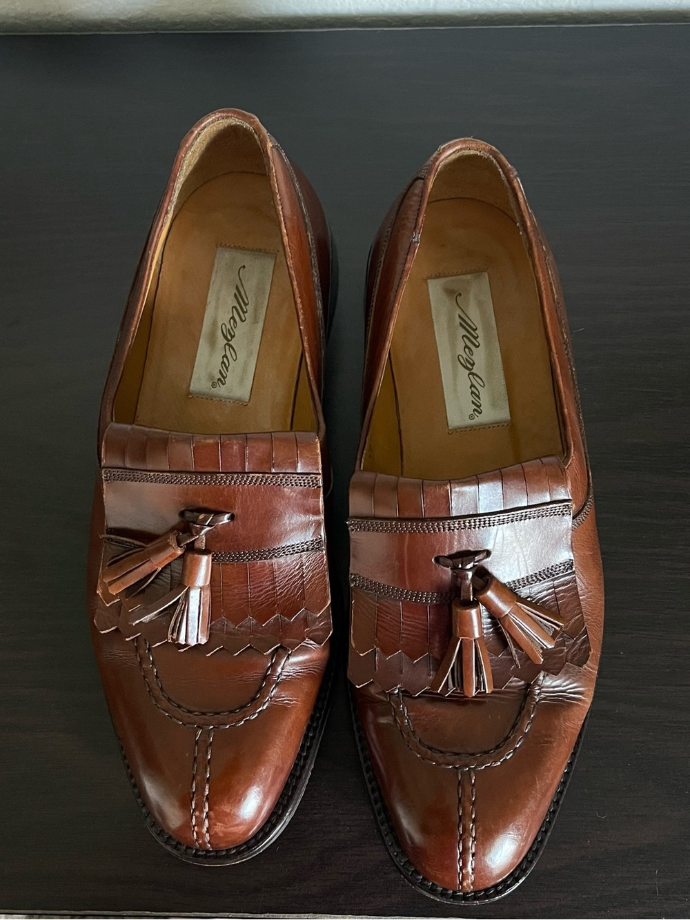 Mezlan "Ancona" Men’s 7.5 M Brown Leather Split Toe Kiltie Tassel Loafers